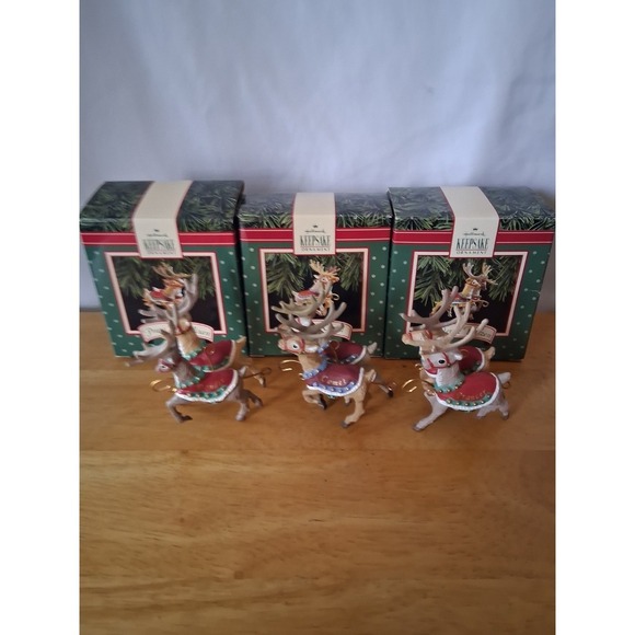 Vintage Reindeer Ornaments 1992 Three of Them - Picture 8 of 8